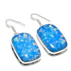 Natural Blue Triplet Opal 925 Sterling Silver Jewelry Earring 2.05" Love Gift L8