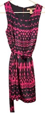 Forever 21 Contemporary Womens Dress Geometric Pink Navy Blue Size Small Belted