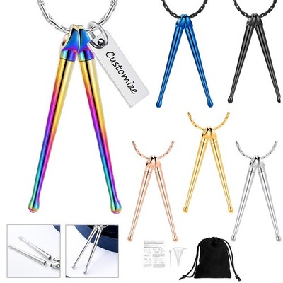 Drumsticks Urn Pendant Necklace for Ashes Hair Perfume Keepsake Memorial Jewelry