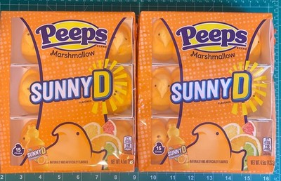 Peeps Sunny D 15 Count - 2 Pack - New Flavor FREE SHIPPING IN HAND
