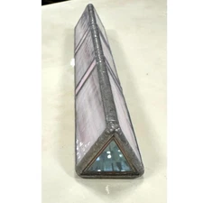 Vintage Purple Leaded Stained Glass Triangle Kaleidoscope Handcrafted