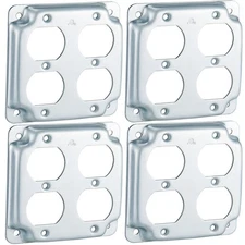4 Pcs Metal Receptacle Electrical Box Cover, Square Rectangle Exposed Outlet ...