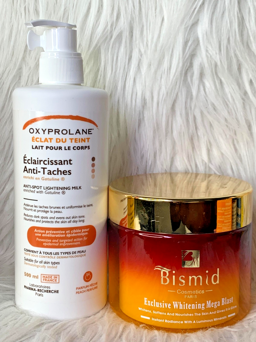 Pack Soin BISMID MEGA BLAST - Crème De Nuit + Lait Oxyprolane Anti-Tâches - 500 Ml + 500 Ml
