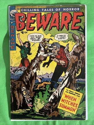 Beware #8 1954 Pre Code Horror Low Grade Cover Detached And Reattached See Pics