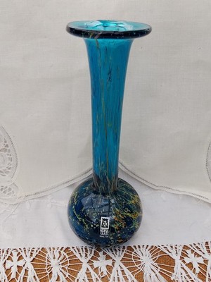 Vintage Meer und Sand Mdina Kunstglas Vase 19 cm signiert mit Etikett