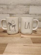 Rae Dunn by Magenta LA Mug in White and Yellow - Great Gift - Set Of 2 