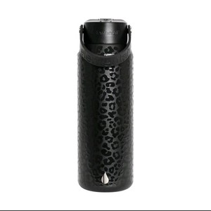 elemental 40oz Stainless Insulated Black Leopard Water Bottle Drink-Through Lid