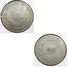 Costa Rica 1 Colon 1890 GW Counterstamped 1923 Silver .750 i3712 World Coin