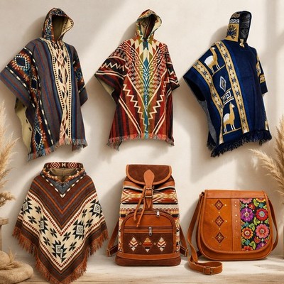 Alpaca Poncho,  Authentic Indigenous Artisan Wool Cape, Handmade Ecuadorian
