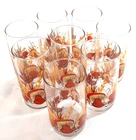 8 Vintage Anchor Hocking Glasses Drinking Highball MUSHROOM Wheat 5" 1970s Retro