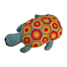 Large 23 Retro Style Crochet Turtle Plush Thr...