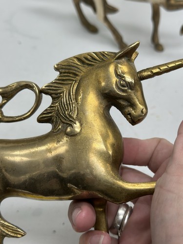 Vintage massiv Messing 3 tolle Einhorn Statuen Figuren magisch mystisch - Bild 5 von 15
