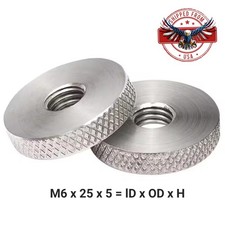 304 Stainless Steel Enlarged Knurled Thumb Round Knob Nut M6x25x5 mm 2 Pcs