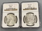2 NGC MS63 US 90% Silver Morgan $1 1898-O 1902-O L24985