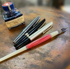 Fountain Pen Pilot Elite Platinum 14K 18K Pelikan Ink Set Of 5