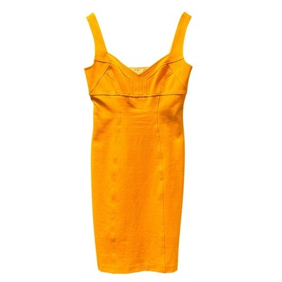 Diane von Furstenberg Dress Womens 8 Bodycon Light Orange Side Zip Knee Length