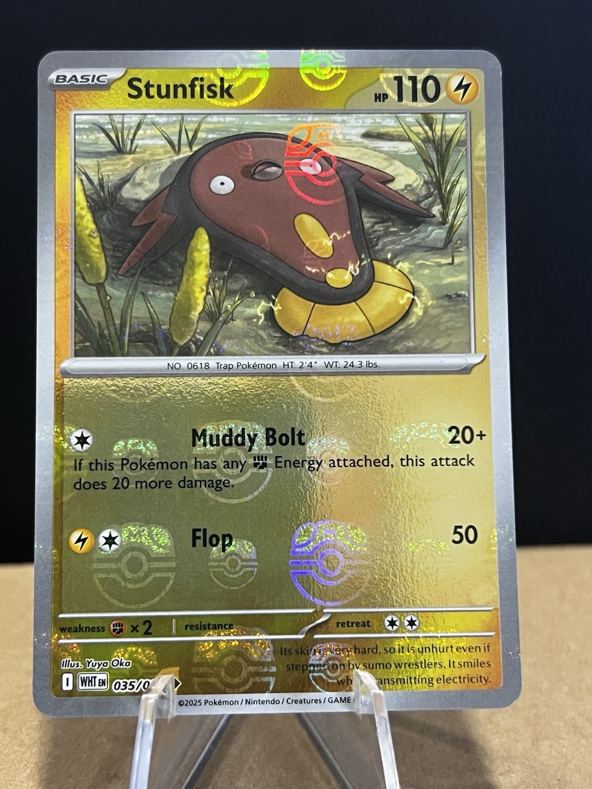 🔥Stunfisk 035/086 NM – master ball Holo – 2025 S&V TCG Pokémon White Flare🔥