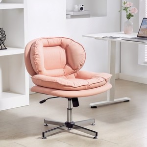 HOMCOM Criss Cross chaise de bureau, chaise de bureau large sans bras, sans roues, rose