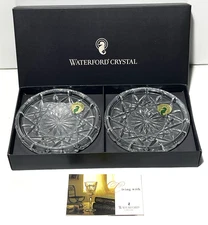 2 NEW WATERFORD CRYSTAL LISMORE DRINK COASTERS ~ IN BOX ~ MADE IN IRELAND