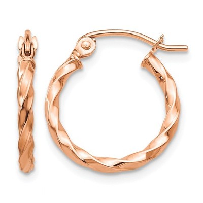 14 Karat Rotgold gedrehte Creolen perfektes Geschenk für sie