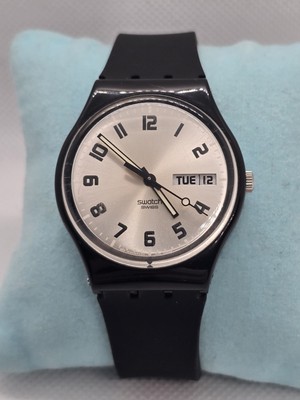 Vintage SWATCH 2002 Men's Women's 34mm Black Watch Simple Dial Day-Date Swiss