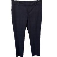 Calvin Klein Women  Blue Plaid Pant Size 10 Stretch Polyester/Rayon/Elastane New