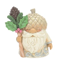 Enesco Jim Shore Heartwood Creek White Woodland Gnome Acorn Hat Figurine 4.6 In.