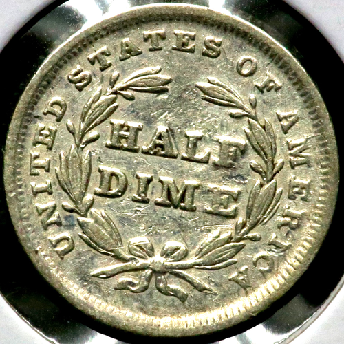 1838 Large Stars Seated Liberty Half 1/2 Dime 5 Cents R1451 - Picture 2 of 2