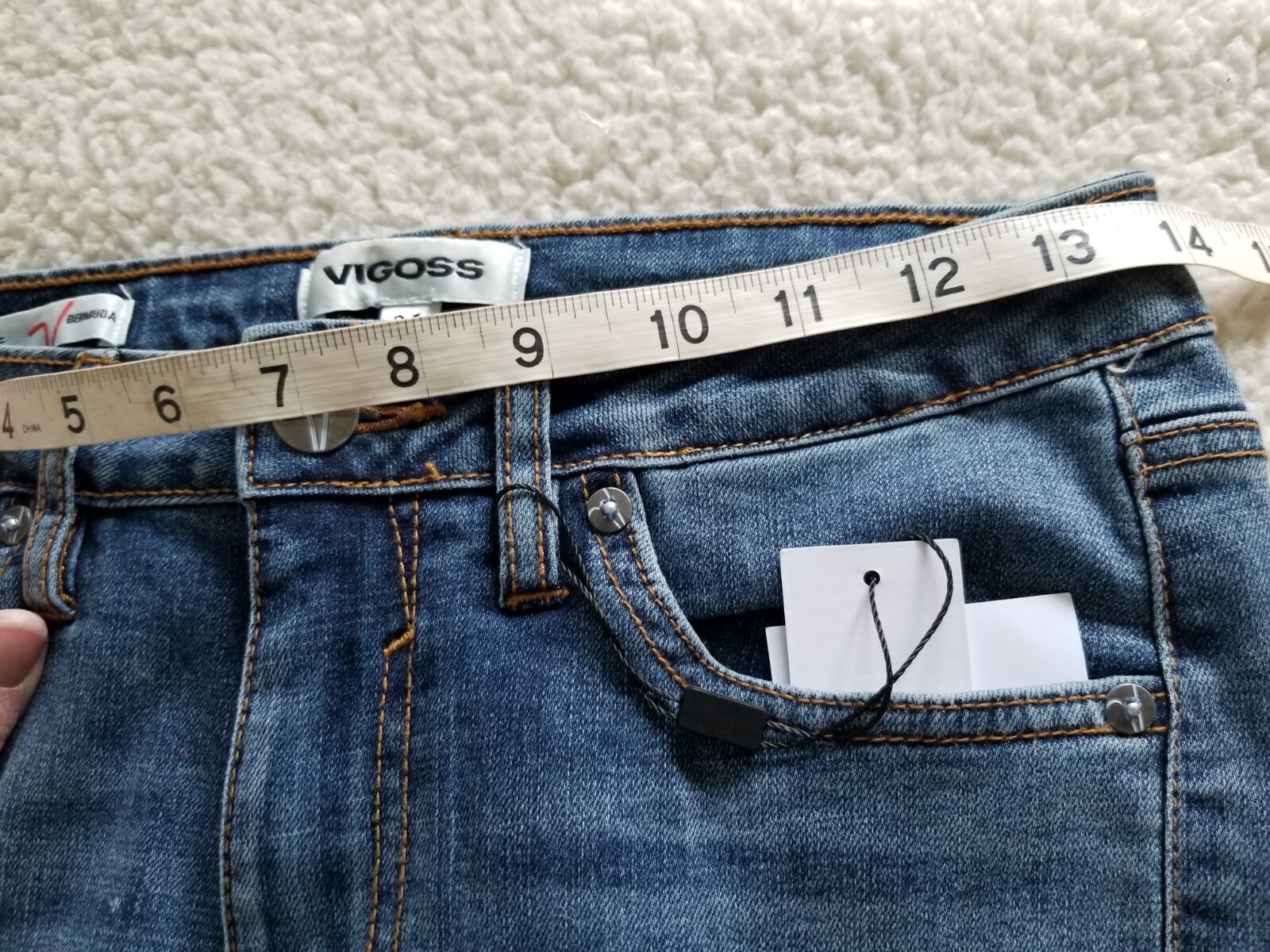 Vigoss High Rise Ace Distressed Bermuda Shorts  Blue Denim Women’s Size 24