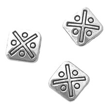 20 Square Spacer Beads Antiqued Silver 6mm Flat Square Geometrical Accent Metal