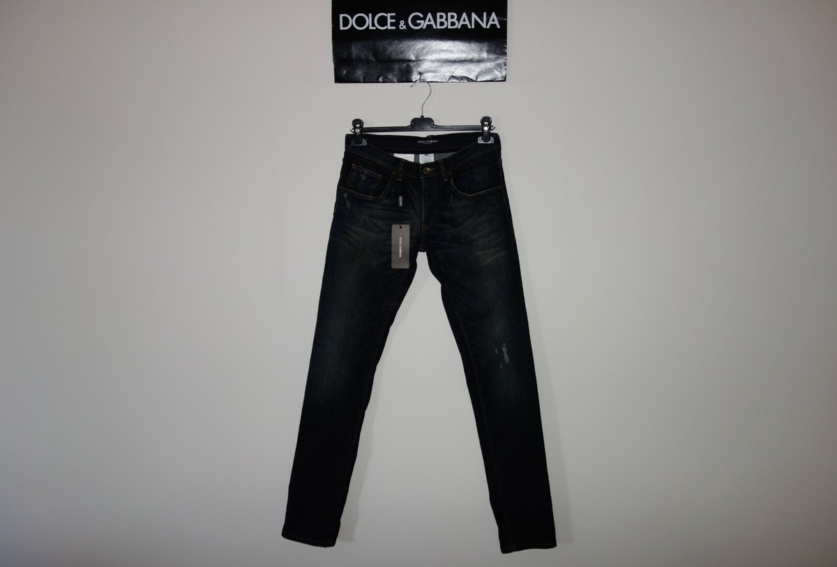 Dolce&Gabbana Black Label 14GOLD Logo Plate Faded Dark Jeans 44 IT 