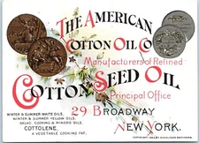 American Cotton Seed Oil Co. Glossy Coated Trade Card with 1893 Calendar Year