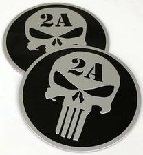 (2 Pack) Aluminum 2nd Amendment Sticker Decal Emblems (2.5")