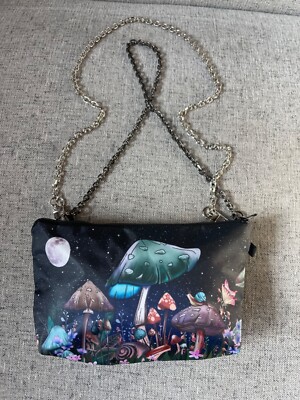 Moon mushroom snail bag with crossbody Chain strap mini purse cosmic boho clutch