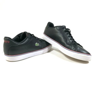 Lacoste Masculino 8 Preto Couro Casual Sapatos Tênis logotipo de jacaré de Renda da UPS | eBay