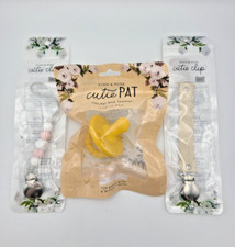Ryan Rose Cutie Pat Pacifier Teether, Flat , and 2 Cutie Clip.