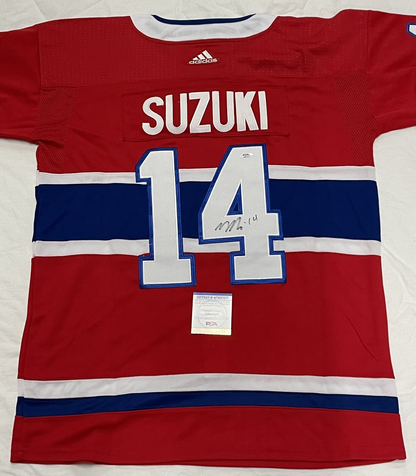 NICK SUZUKI Autographed & Inscribed Red Montreal Canadiens Jersey