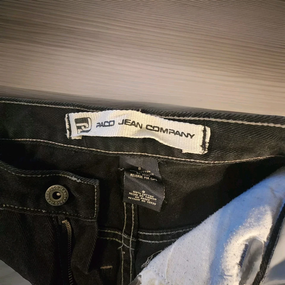 Vintage Paco Jeans Boys Size 8 Black Wide Leg Skate Baggy Y2K 90s Rave VGC - Image 3 of 4