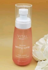 Vital Beauty Glow Setting Spray Rose Water Hyaluronic Acid 8 fl oz New & Sealed 
