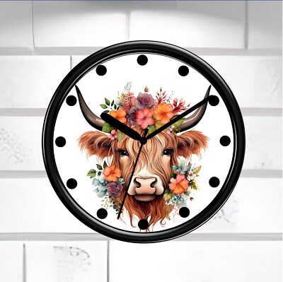 Highland Kuh Wanduhr leise groß 30 cm Uhr Küche Schlafzimmer Geburtstag Geschenk