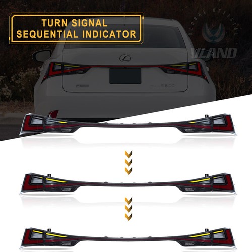VLAND Smoked LED Tail Lights For 2014-2020 Lexus IS250 300h 350F Pair Rear Lamps - Picture 7 of 12