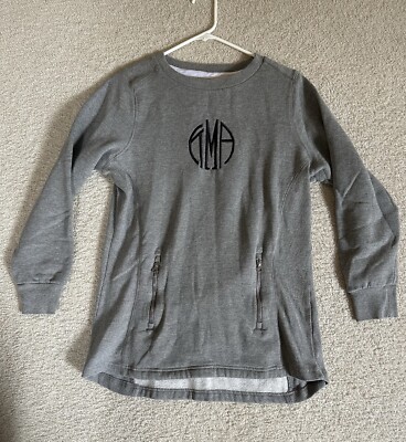 Charles River Apparel Women s Gray Monogram Pullover Sweatshirt XL Fleece Lined