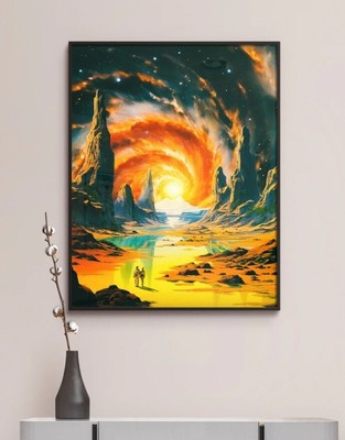 Space Landscape | Printable Poster | Retro Futurism | Vintage Collage | Scifi