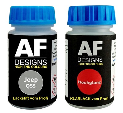 Lackstift Jeep QS5 Silverstone Perl Metallic + Klarlack je 50ml Autolack Basisla