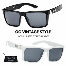 Men Locs Black White Rectangular Cholo Lowrider Vintage Street Shades Sunglasses
