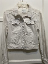 Elle Women’s White Denim Cropped Jacket Size S