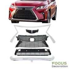 For Lexus RX RX350 RX450h 2016-2019 No Camera Upper Lower Grille Chrome Trim