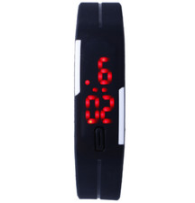 2PCS Black White LED Watch Fashion Sport Watch Touch Digital Watch