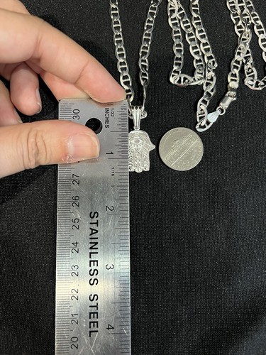 925 Sterling Silver Women Men Small Hamsa Hand Talisman & Mariner Chain 20 24 30 - Picture 5 of 6
