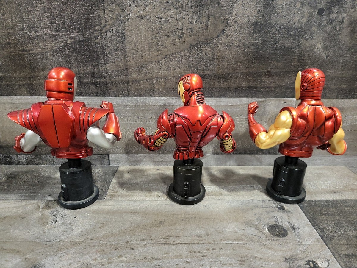 Marvel Bowen Mini-Bust Iron Man 3-pack Silver Modern Retro Marvel Bowen Mini-Bust Iron Man 3-pack Silver Modern Retro